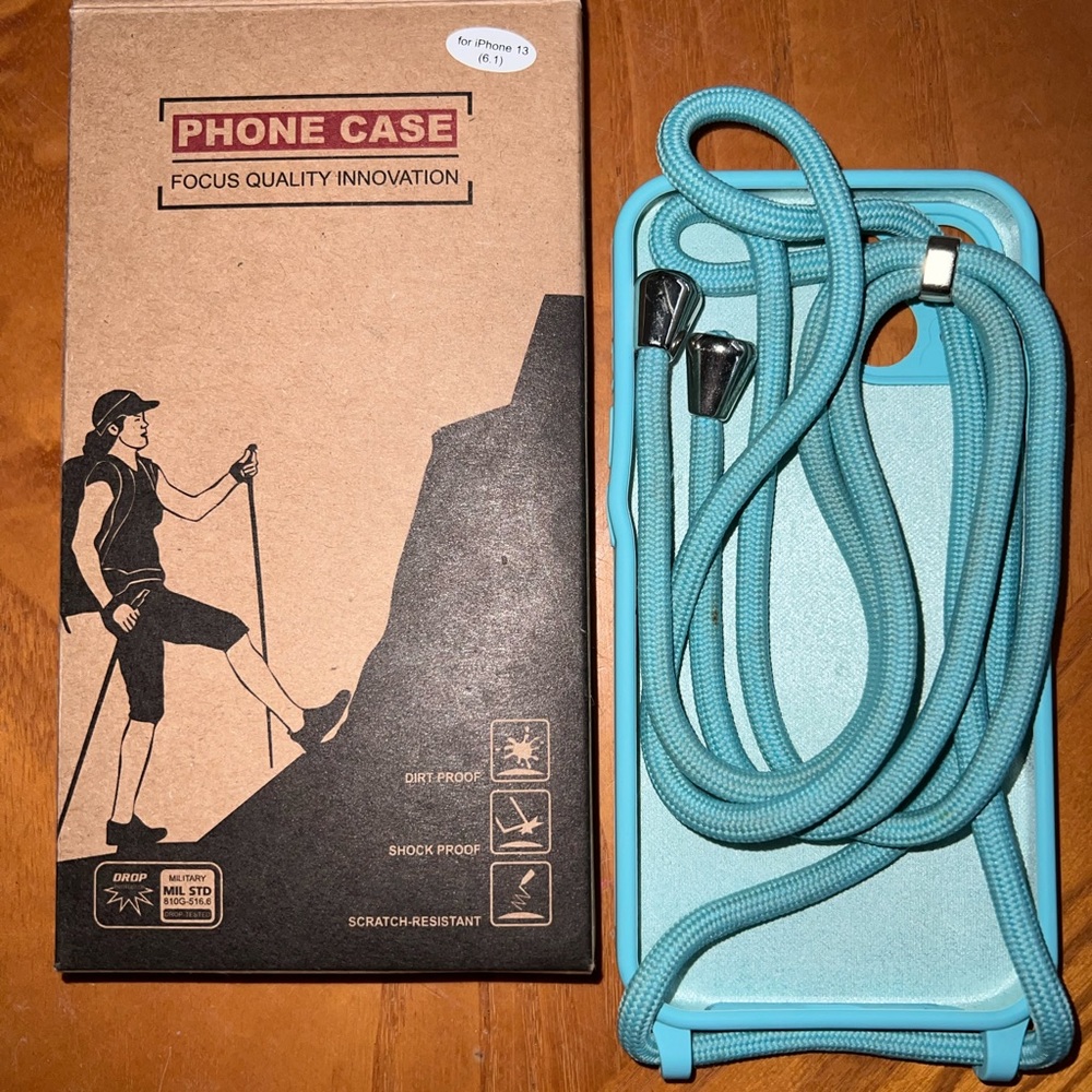 Teal iPhone 13 case nib w/shoulder strap OBO